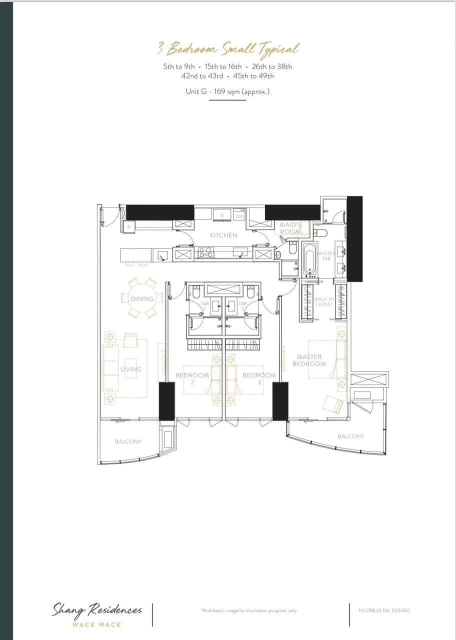 Shang Residences At Wack-wack | 3BR 169sqm Condo for Sale in Mandaluyong City